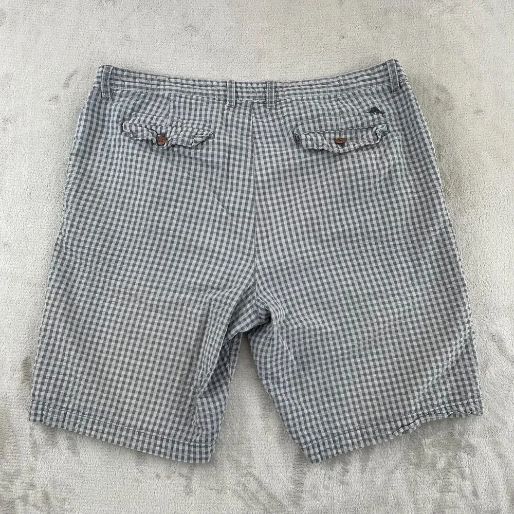 Tommy Bahama Chino Shorts Men 38 Grey‎ Seersucker Marlin Beach Vacation Casual